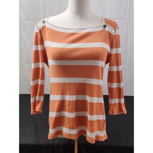 Lauren Ralph Lauren Multicolor‎ Stripe Knit Boat Neck Sweater Size L